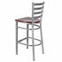 Chivari Ladder Back Bar Stool with Silver Frame and Mahogany Wood Seat BLMSWMW-ZF-KT