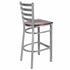 Chivari Ladder Back Bar Stool with Silver Frame and Mahogany Wood Seat BLMSWMW-ZF-KT