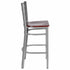 Chivari Ladder Back Bar Stool with Silver Frame and Mahogany Wood Seat BLMSWMW-ZF-KT
