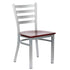 Chivari Ladder Back Restaurant Chair with Silver Frame and Mahogany Wood Seat CLMSWMW-ZF-KT