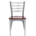 Chivari Ladder Back Restaurant Chair with Silver Frame and Mahogany Wood Seat CLMSWMW-ZF-KT