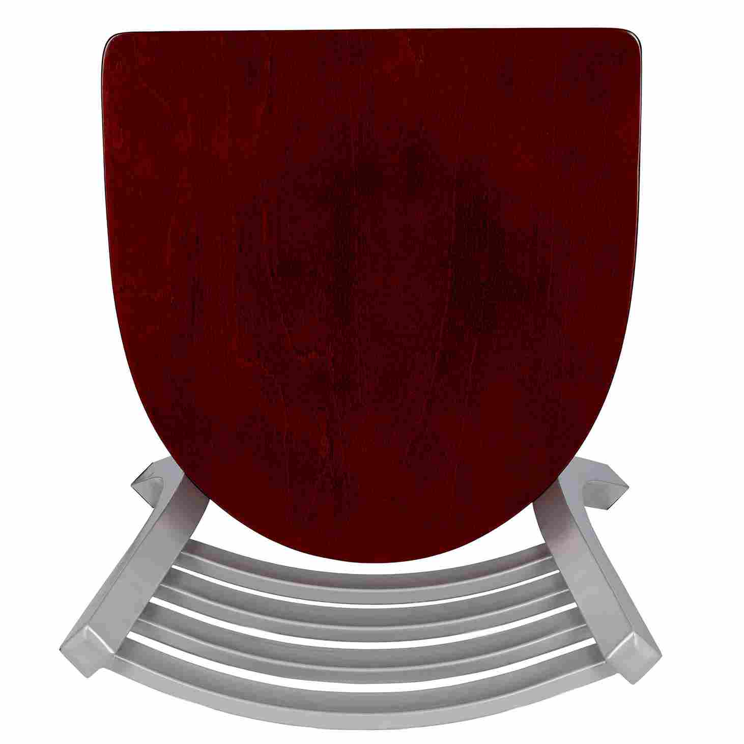Chivari Ladder Back Restaurant Chair with Silver Frame and Mahogany Wood Seat CLMSWMW-ZF-KT
