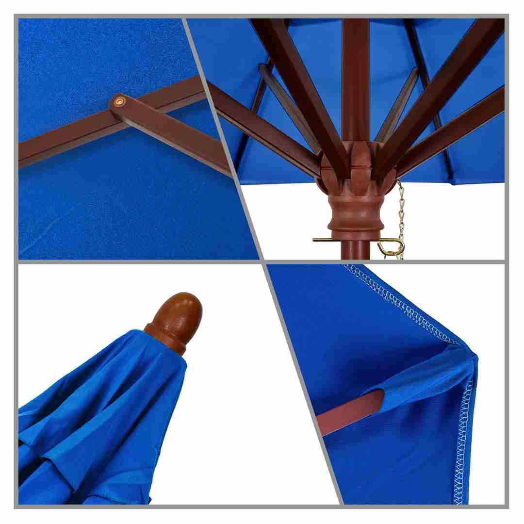 California Umbrellas Royal Blue 9' Hardwood Patio Umbrella, Olefin Canopy CAL-MARE908-F03