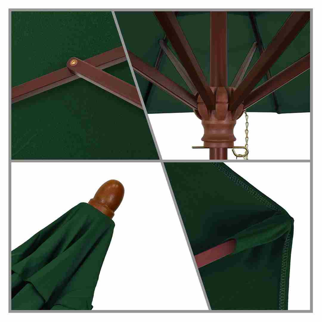 California Umbrellas Hunter Green 9' Hardwood Patio Umbrella, Olefin Canopy CAL-MARE908-F08