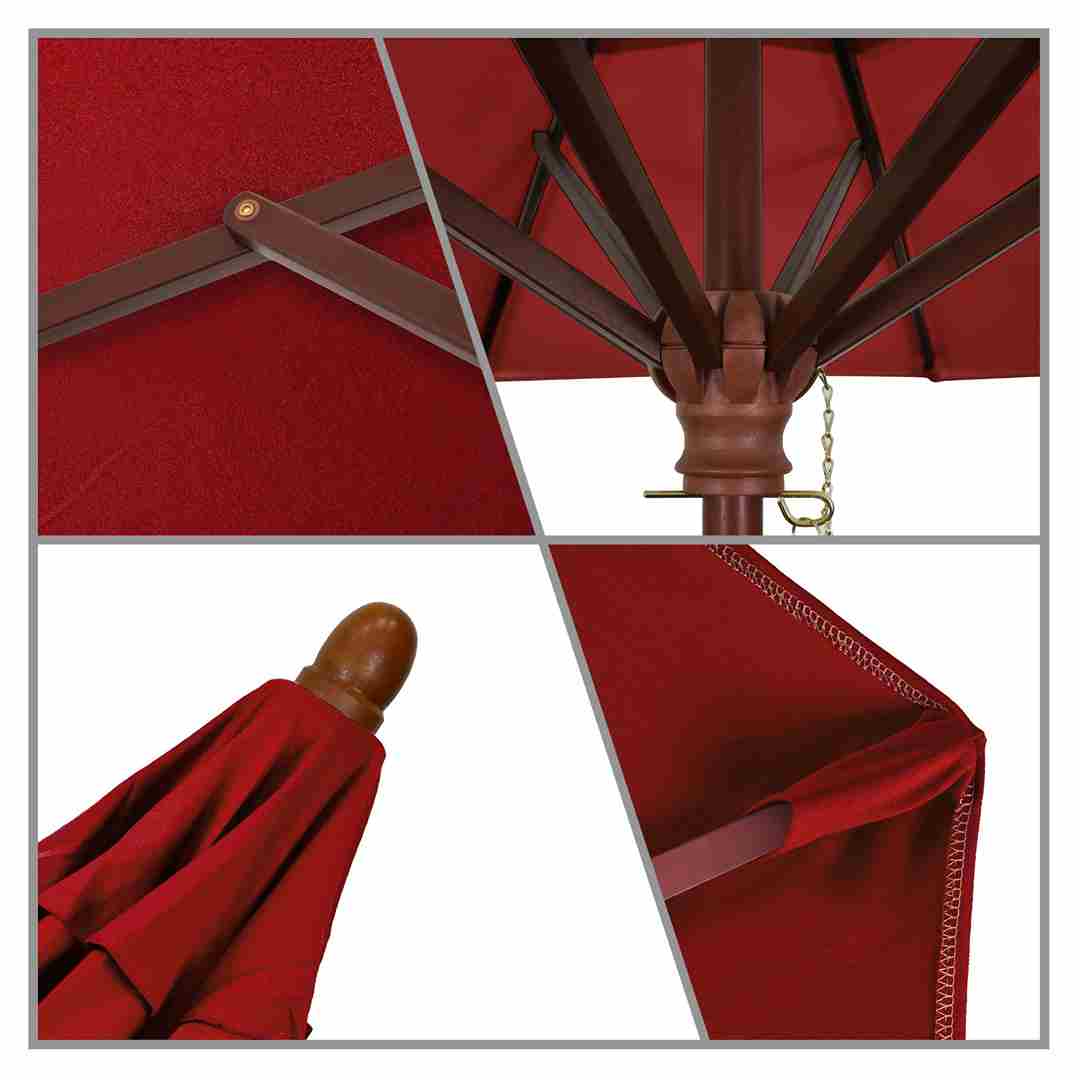 California Umbrellas Red 9' Hardwood Patio Umbrella, Olefin Canopy CAL-MARE908-F13