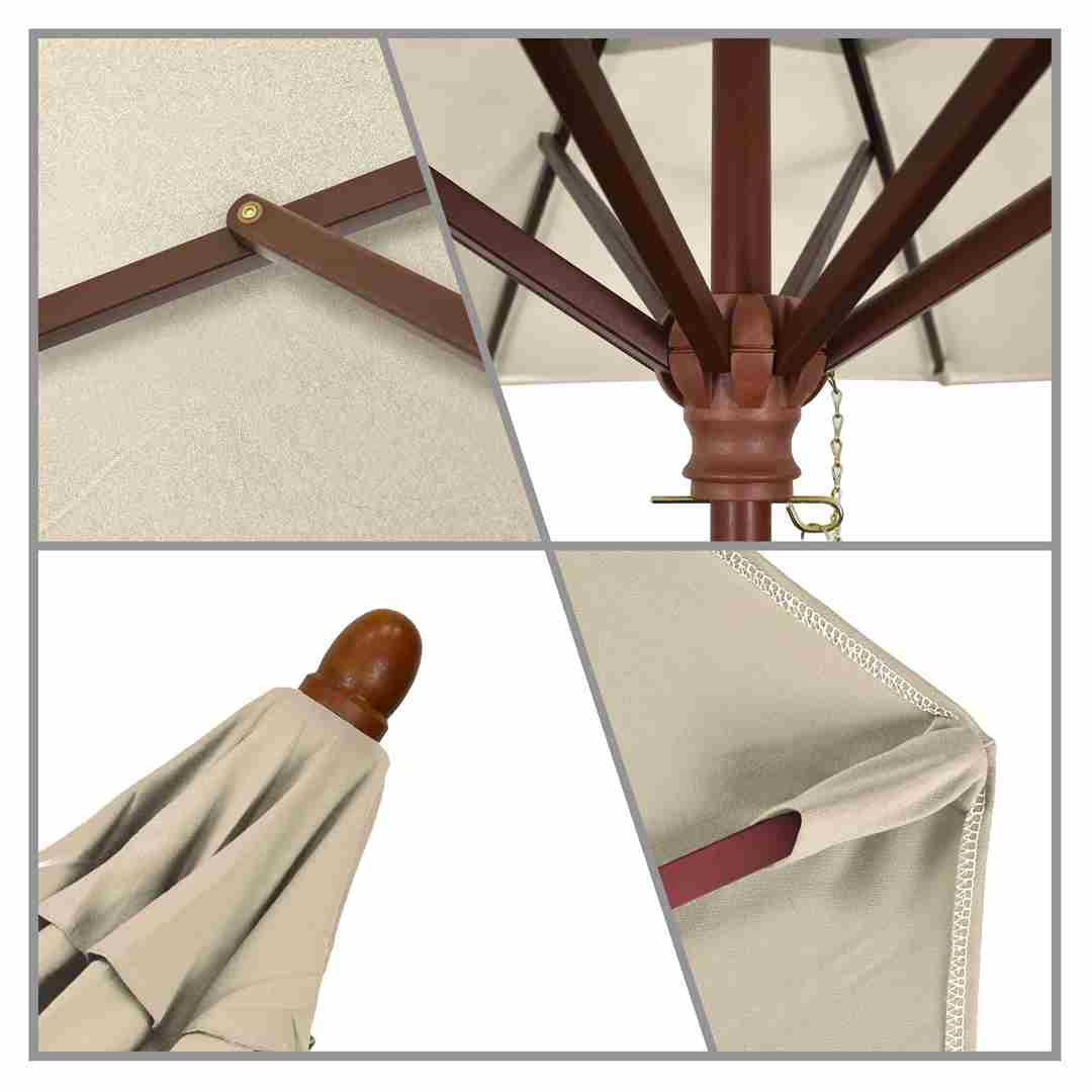 California Umbrellas Antique Beige 9' Hardwood Patio Umbrella, Olefin Canopy CAL-MARE908-F22