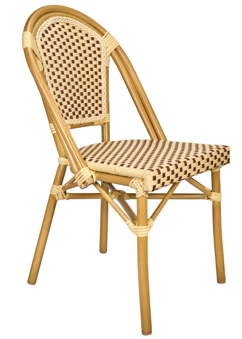 Toulouse Beige and Maroon French Bistro Set Includes 40" Table and 4 Chairs FBK-BM-WM4-AX