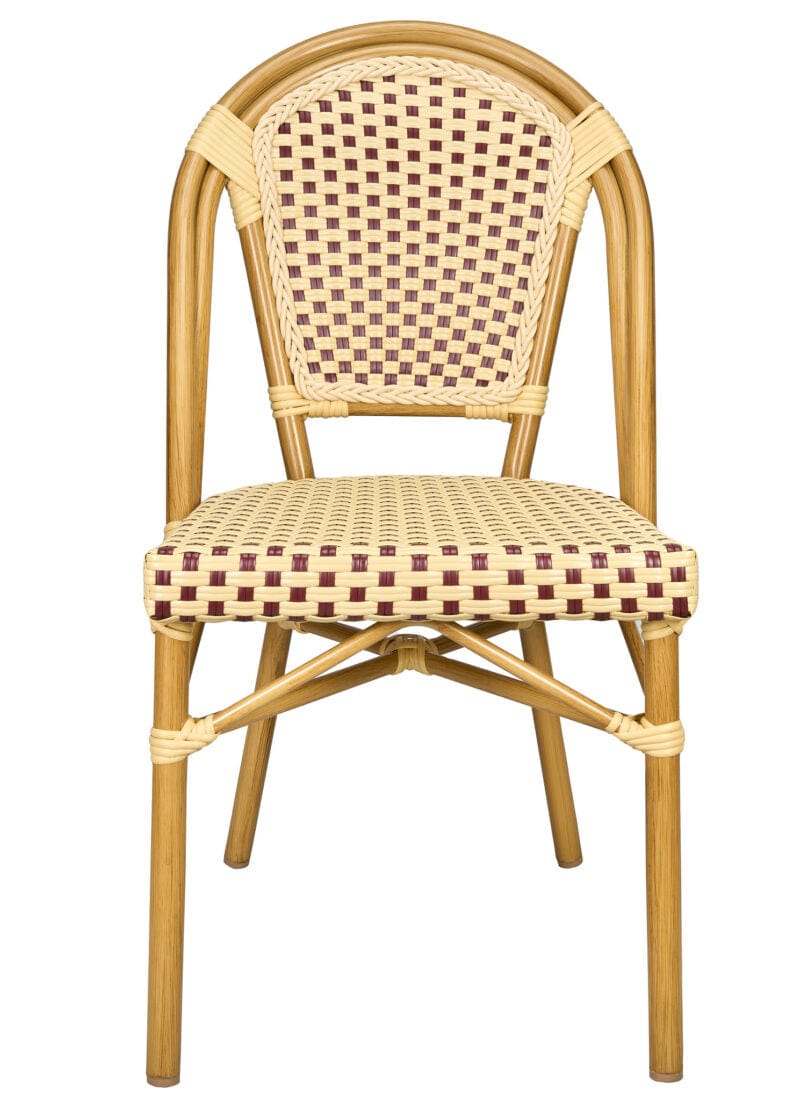 Toulouse Beige and Maroon French Bistro Set Includes 40" Table and 4 Chairs FBK-BM-WM4-AX
