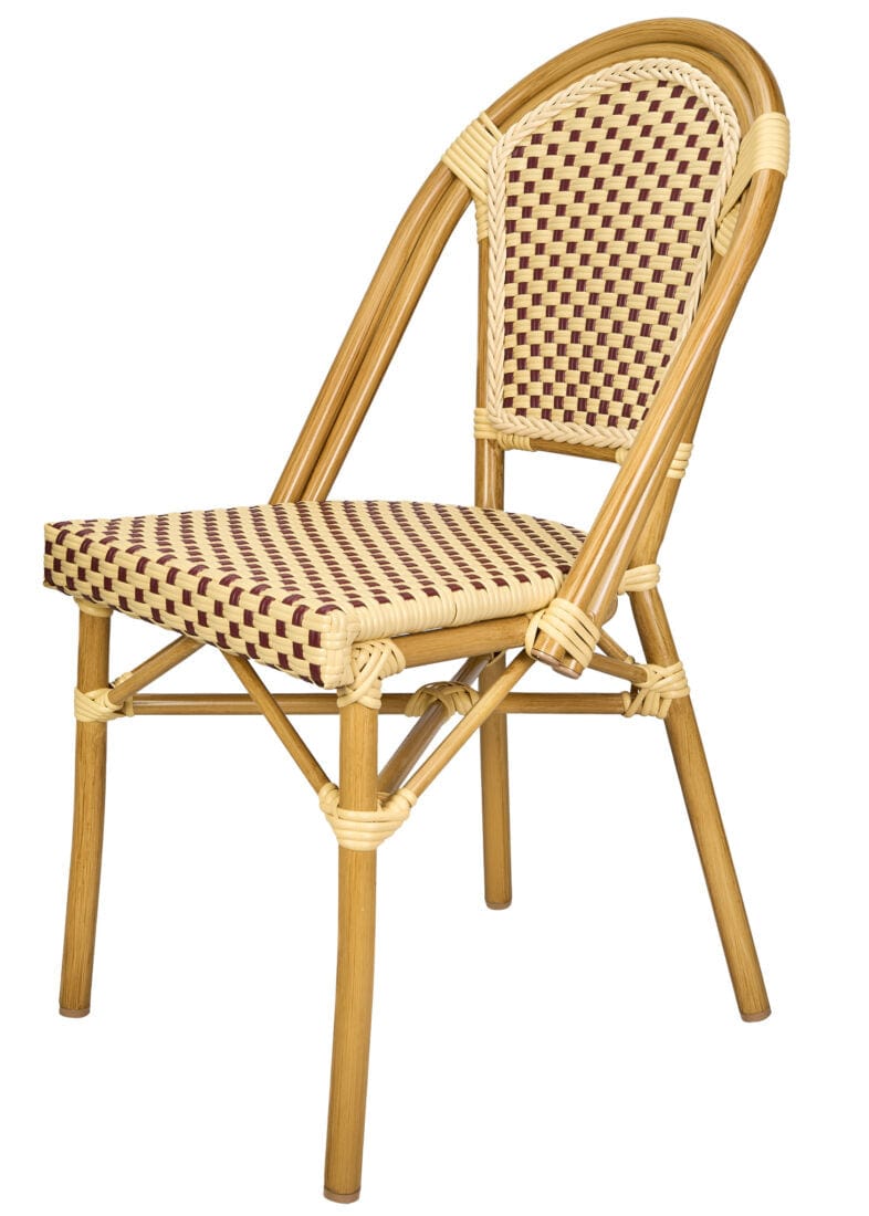 Toulouse Beige and Maroon French Bistro Set Includes 40" Table and 4 Chairs FBK-BM-WM4-AX
