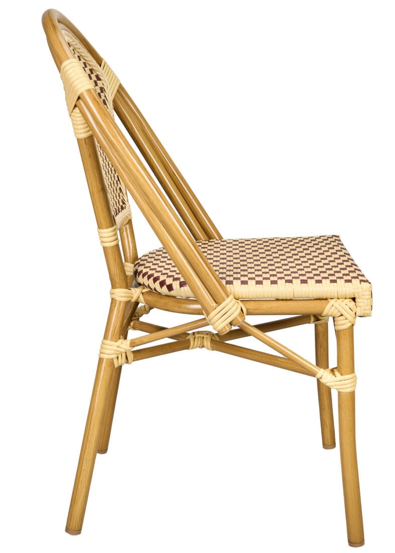 Toulouse Beige and Maroon French Bistro Set Includes 40" Table and 4 Chairs FBK-BM-WM4-AX