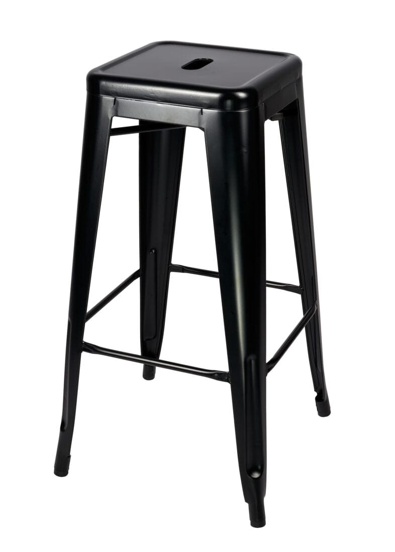 Chivari Black Semi-Gloss Tolix Style Metal Stool BTMBM-AX-T