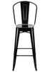 Chivari Black Semi-Gloss Tolix Style Metal Barstool with Back BTBMBM-AX-T