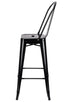 Chivari Black Semi-Gloss Tolix Style Metal Barstool with Back BTBMBM-AX-T