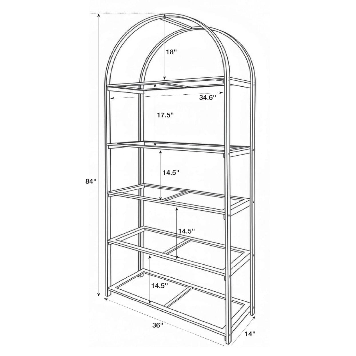 Chivari Gold 84" Metal Back Bar 4 Tier with glass shelves BAR-BACK-MAGLD-KT-AX
