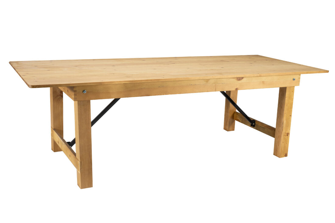 Natural 8 Foot (96″ x 40″) Straight Leg Rectangle Wood Farmhouse Table TFARMRT9640-NATURAL-S-LEG-AX-T