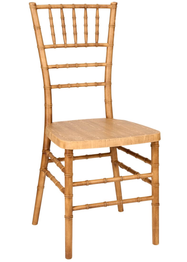 Chivari Natural WoodGrain™ Resin Steel Skeleton™ Chiavari Chair- 2 Pack - Some Assembly Required CCRN-U2-STEEL-AX-T-2