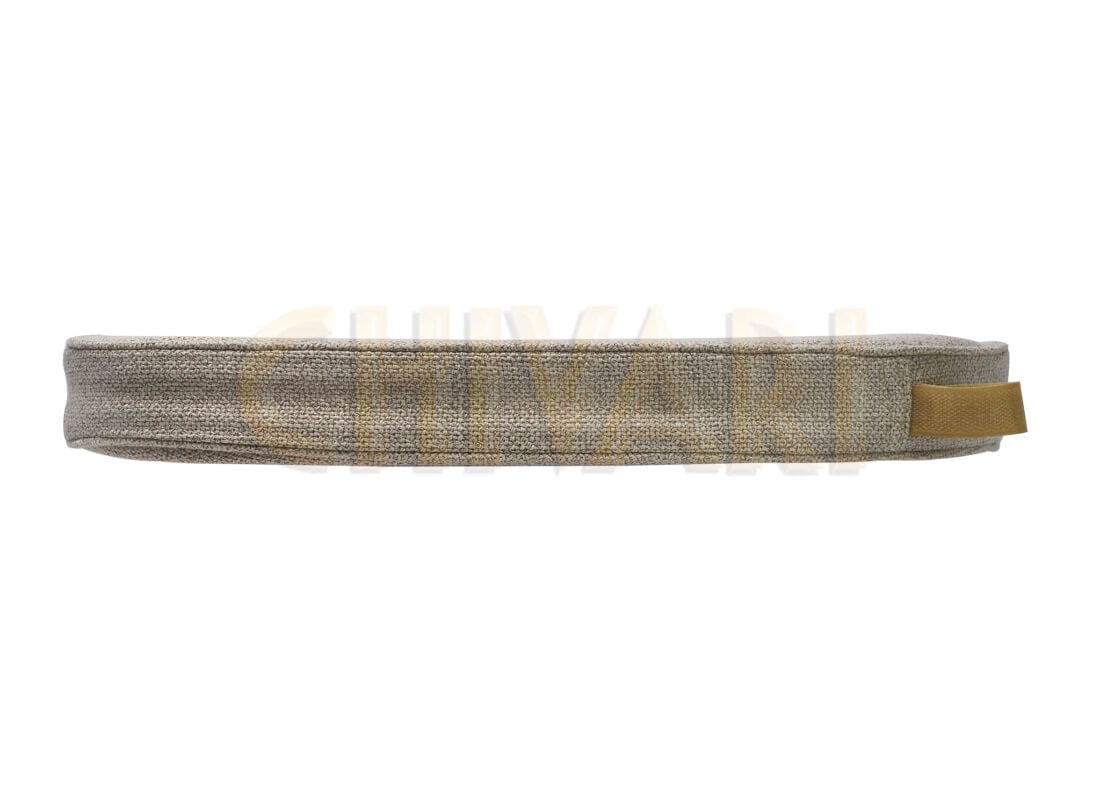 Chivari Beige Tweed 2" Thick Cross Back Cushion CUSHXSTRAP-BUR-COT-TAN-AX-T