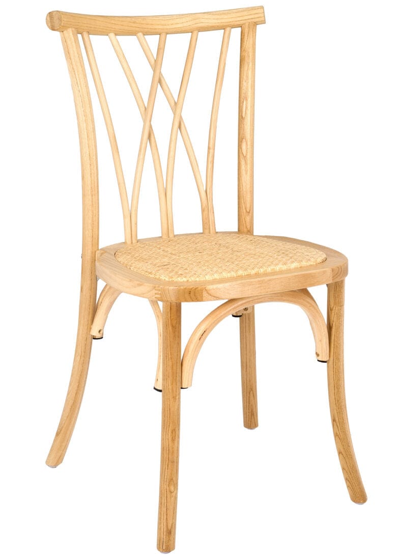 Chivari Natural ToughWood™ Willow Wood Chair With Rattan Seat and ColorCore CWWN-RS-AX-T