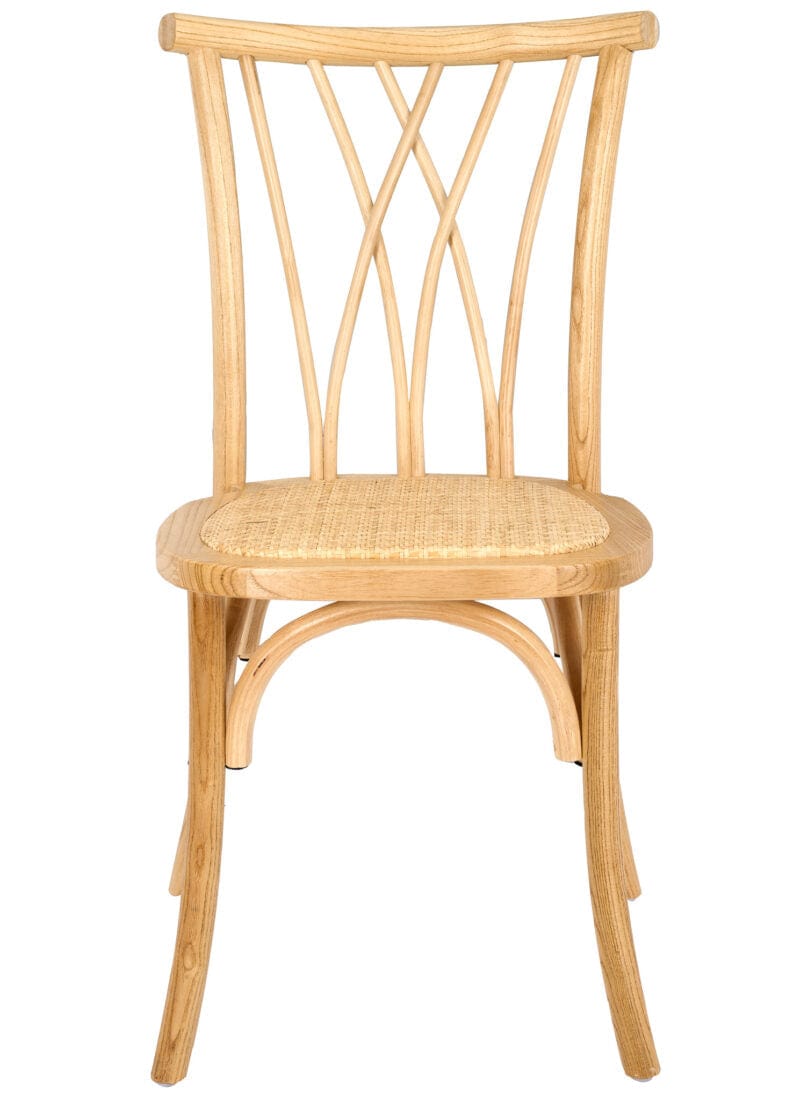 Chivari Natural ToughWood™ Willow Wood Chair With Rattan Seat and ColorCore CWWN-RS-AX-T