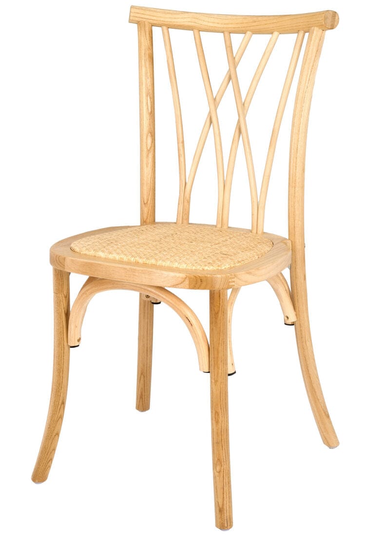 Chivari Natural ToughWood™ Willow Wood Chair With Rattan Seat and ColorCore CWWN-RS-AX-T