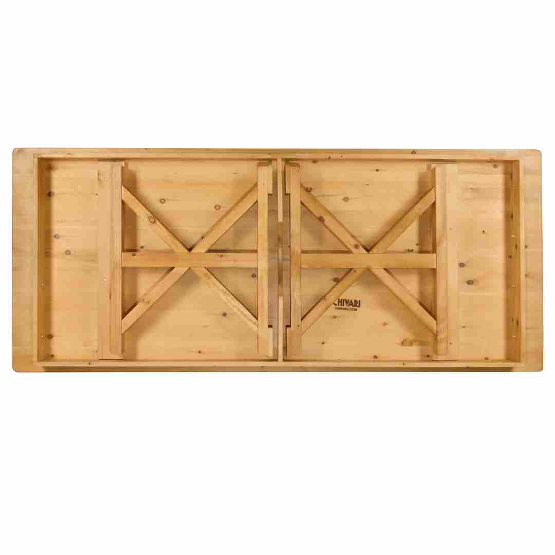 Chivari 96″ x 40″ (8 Foot) Natural  Rectangle X Leg Wood Farm Table TFARMRT9640-NATURAL-X-LEG-AX-T