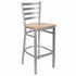 Chivari Ladder Back Bar Stool with Silver Frame and Natural Wood Seat BLMSWNW-ZF-KT