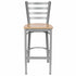 Chivari Ladder Back Bar Stool with Silver Frame and Natural Wood Seat BLMSWNW-ZF-KT