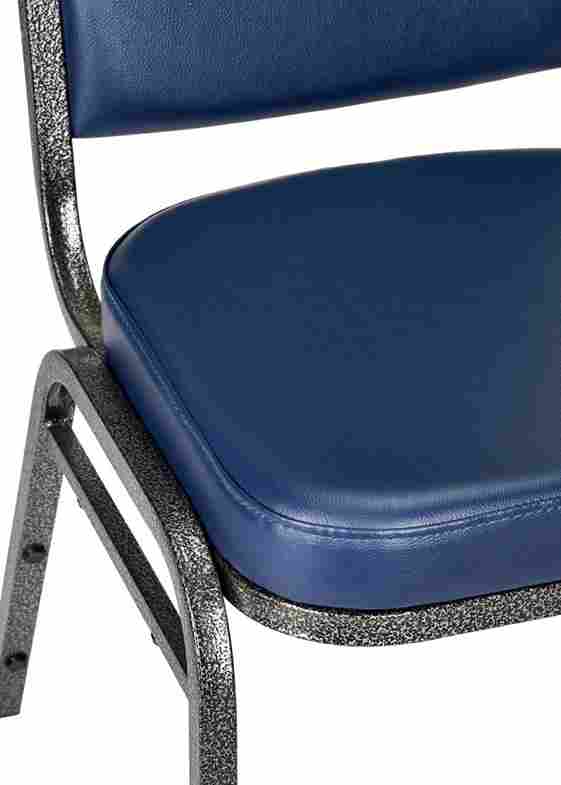 Chivari Navy Blue Vinyl on Silver Vein Steel Frame Square Back Banquet Chair CQSVBLU-ZF-T