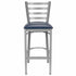Chivari Ladder Back Bar Stool with Silver Frame and Navy Blue Vinyl Seat BLMSVNB-ZF-KT
