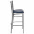 Chivari Ladder Back Bar Stool with Silver Frame and Navy Blue Vinyl Seat BLMSVNB-ZF-KT