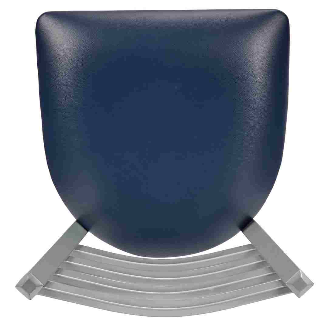 Chivari Ladder Back Bar Stool with Silver Frame and Navy Blue Vinyl Seat BLMSVNB-ZF-KT