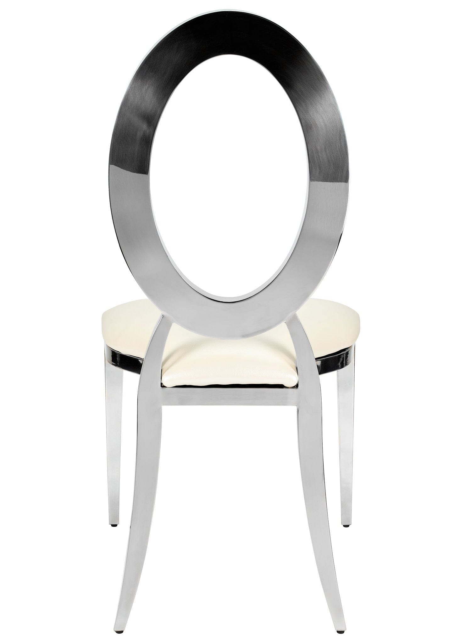 Chivari Silver Stainless Steel O Chair, Silver Frame with White Vinyl Seat COSSS-AX-T