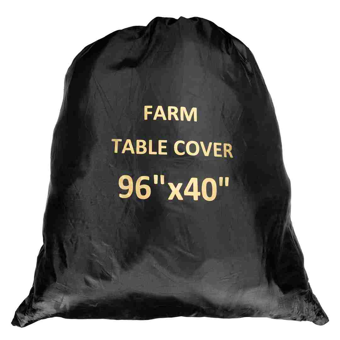 Chivari Black 96" x 40" (8 Foot) Rectangle Farm Table Protective Cover with Water Proof Bag P-CVR-FRM-9640-AX-T