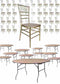 Chivari 100 Person Luxury Event Package:  100 Sparkling Gold Champagne Resin Steel Core Chiavari Chairs Plus 10 Round 72" Heavy Duty Banquet Folding Tables & 1 Banquet Table Cart PACK100CCRCHGSPSTEEL1072RD-T