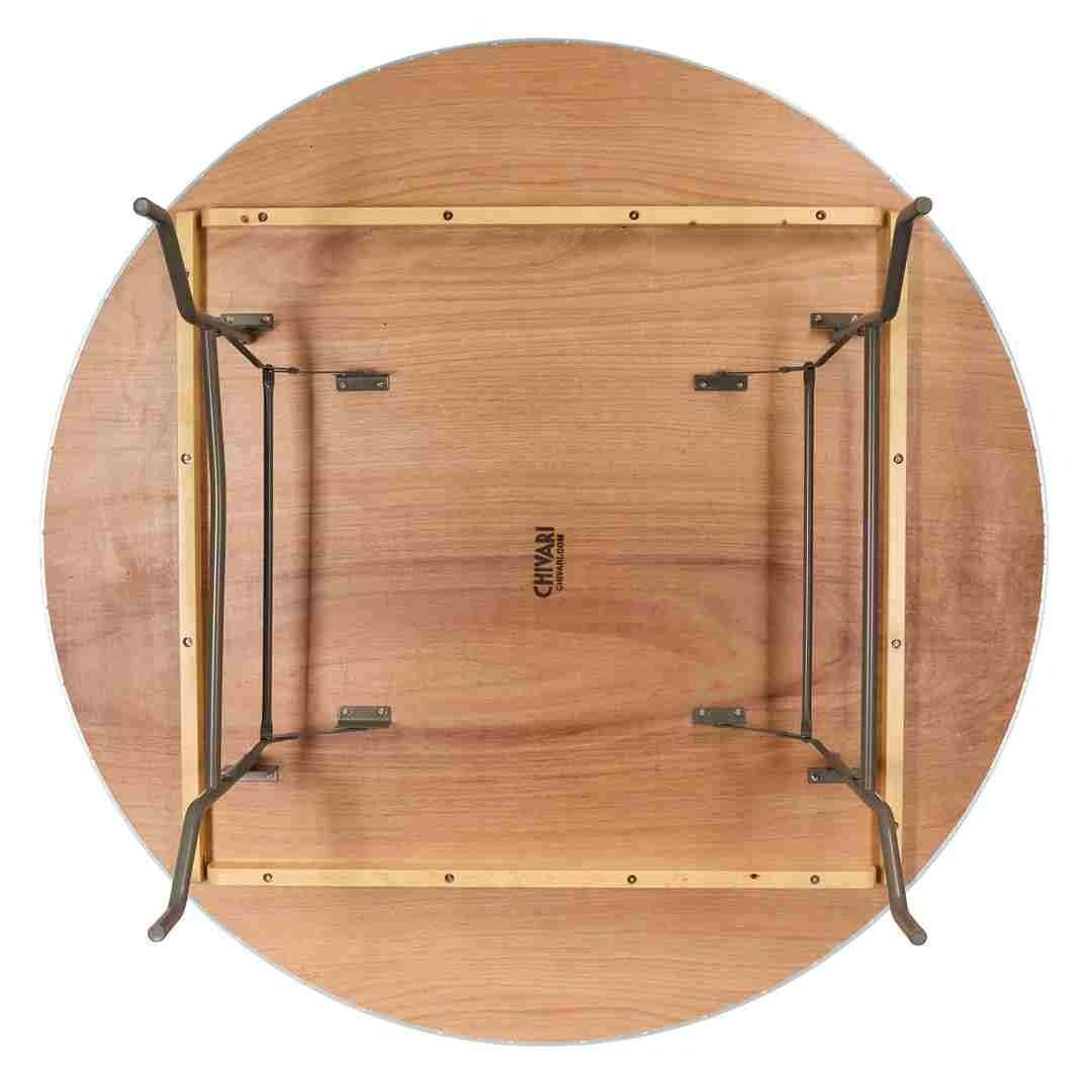 Chiavari The Luxury Combo - 100 Mahogany WoodGrain™ Resin Steel Skeleton™ Chiavari Chairs, 10 x 72" Round Plywood Tables, 1 Extra Large Table Cart PACK100CCRMBSTEEL1072RD-T