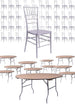 Chivari 100 Person Luxury Event Package:  Includes 100 Silver Resin Steel Skeleton™ Chiavari Chairs Plus 10 Round 72" Heavy Duty Banquet Folding Tables Plus a Banquet Table Cart PACK100CCRSSTEEL1072RD-T