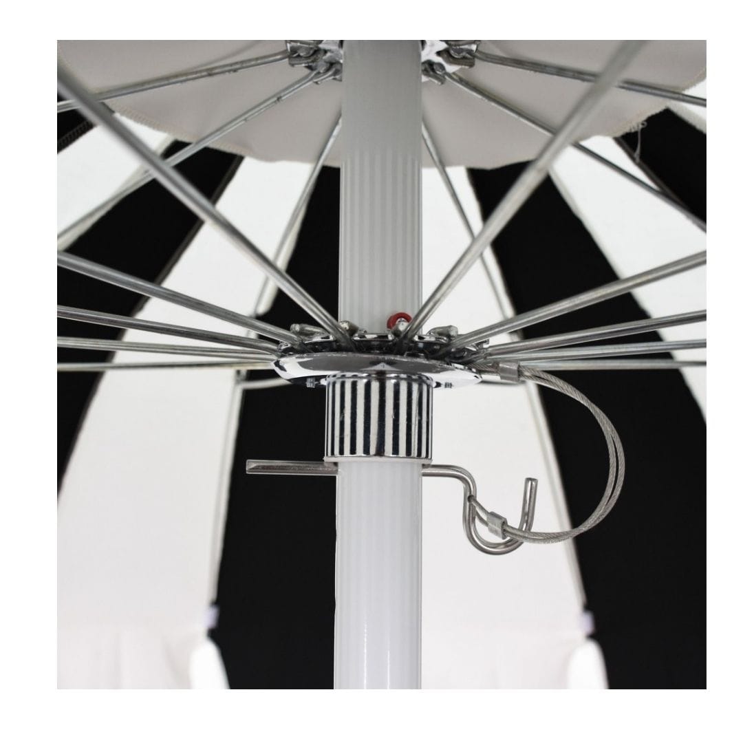 California Umbrellas Sunflower Yellow 8.5' Classic Pagoda Series Sunbrella Fabric Patio Umbrella with White Aluminum Pole and Push Lift CAL-SMPT852174CLAS-5457