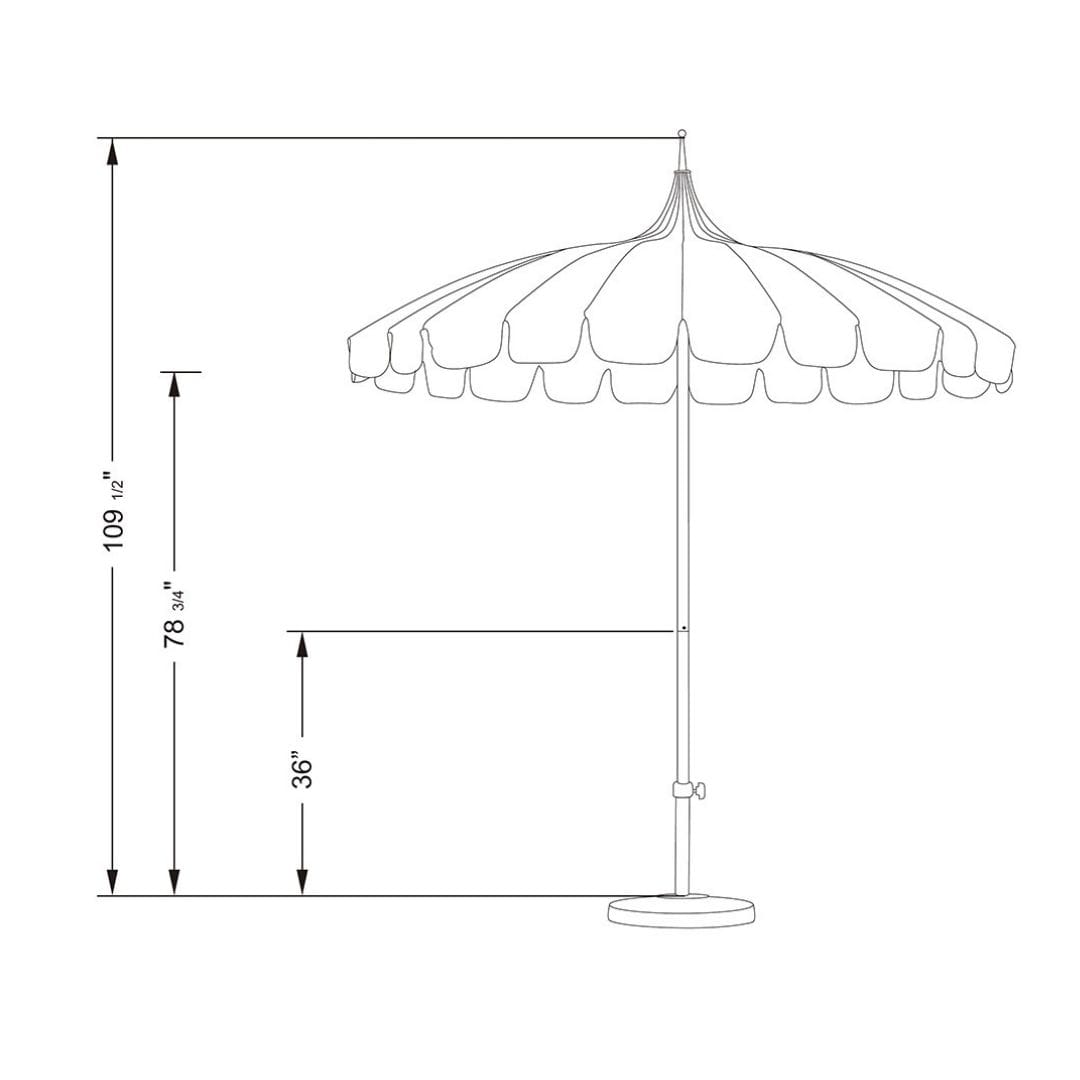 California Umbrellas Sunflower Yellow 8.5' Classic Pagoda Series Sunbrella Fabric Patio Umbrella with White Aluminum Pole and Push Lift CAL-SMPT852174CLAS-5457