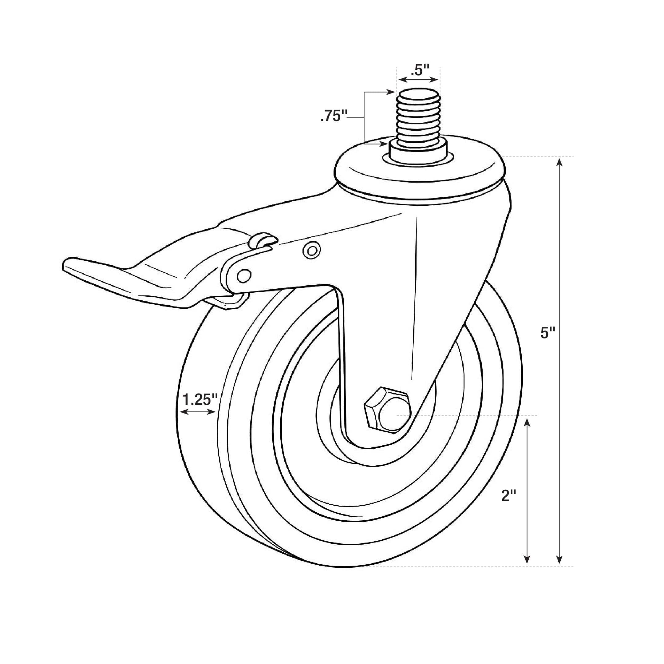Chivari Swivel Wheel for Hanging Cart with Brake 4" Wheel for Carts 101 / 101TBL / 111 / 112 PARTS-WHEEL-HCCART4-SWIVEL-KT