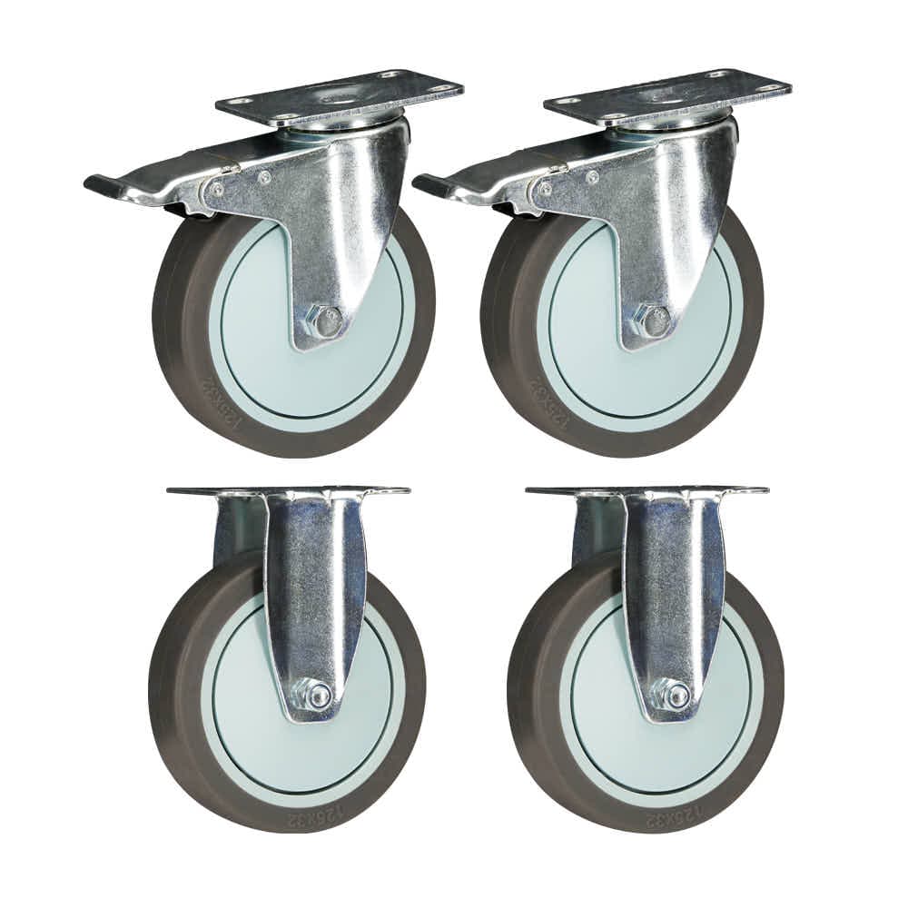 Chivari A Pair of Fixed and Swivel Wheels 5" for Hanging Carts 100HD / 115 PARTS-WHEEL-HCCART5-KT