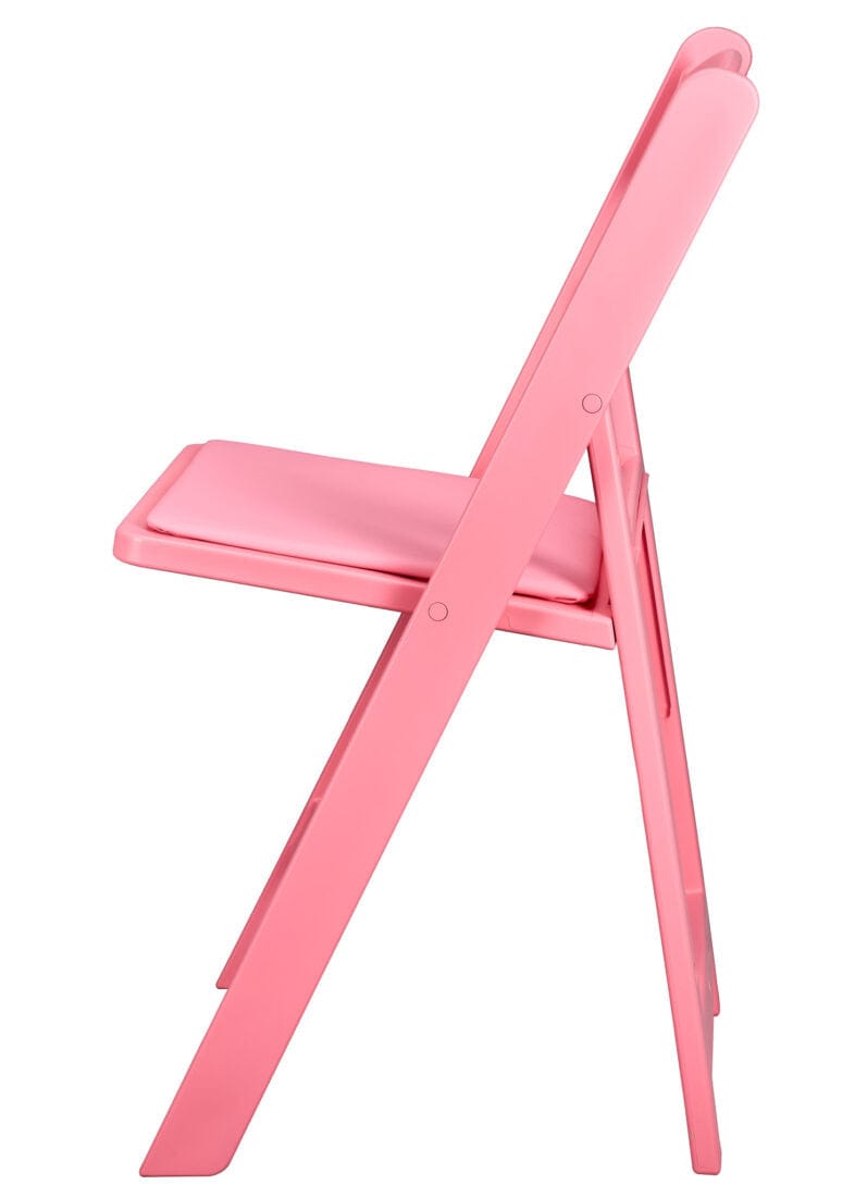 Chivari Pink ToughResin™ Folding Chair with Pink Vinyl Cushion CFRP-AX-T