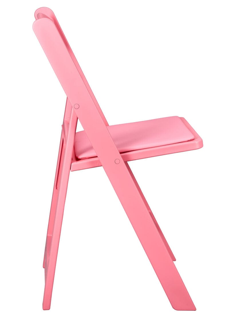 Chivari Pink ToughResin™ Folding Chair with Pink Vinyl Cushion CFRP-AX-T