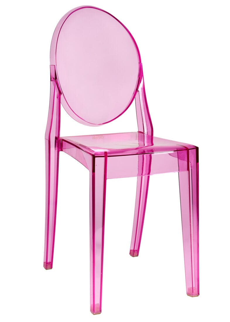 Chivari Fuchsia Clear Resin Oval Back Victoria Ghost Chair, Clearance CGVRFU-ZG-T