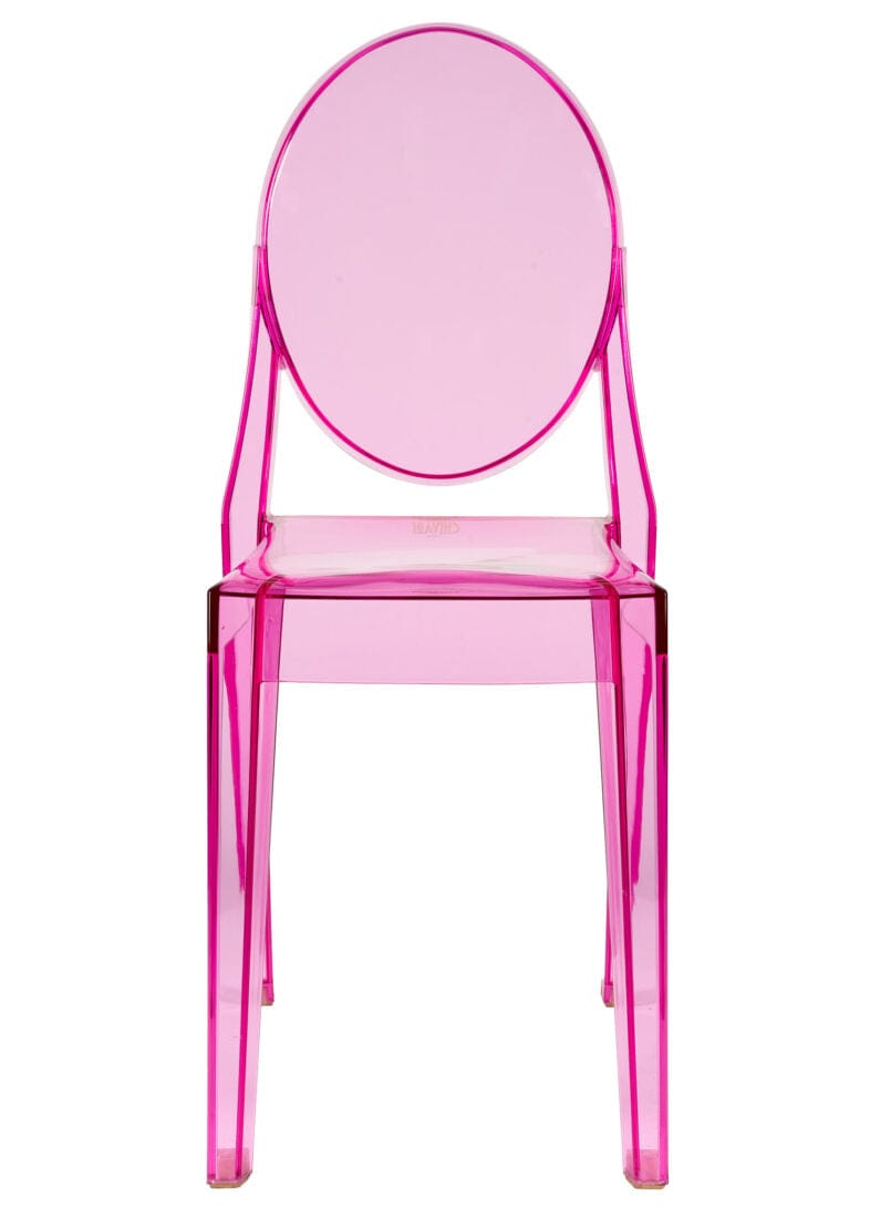 Chivari Fuchsia Clear Resin Oval Back Victoria Ghost Chair, Clearance CGVRFU-ZG-T