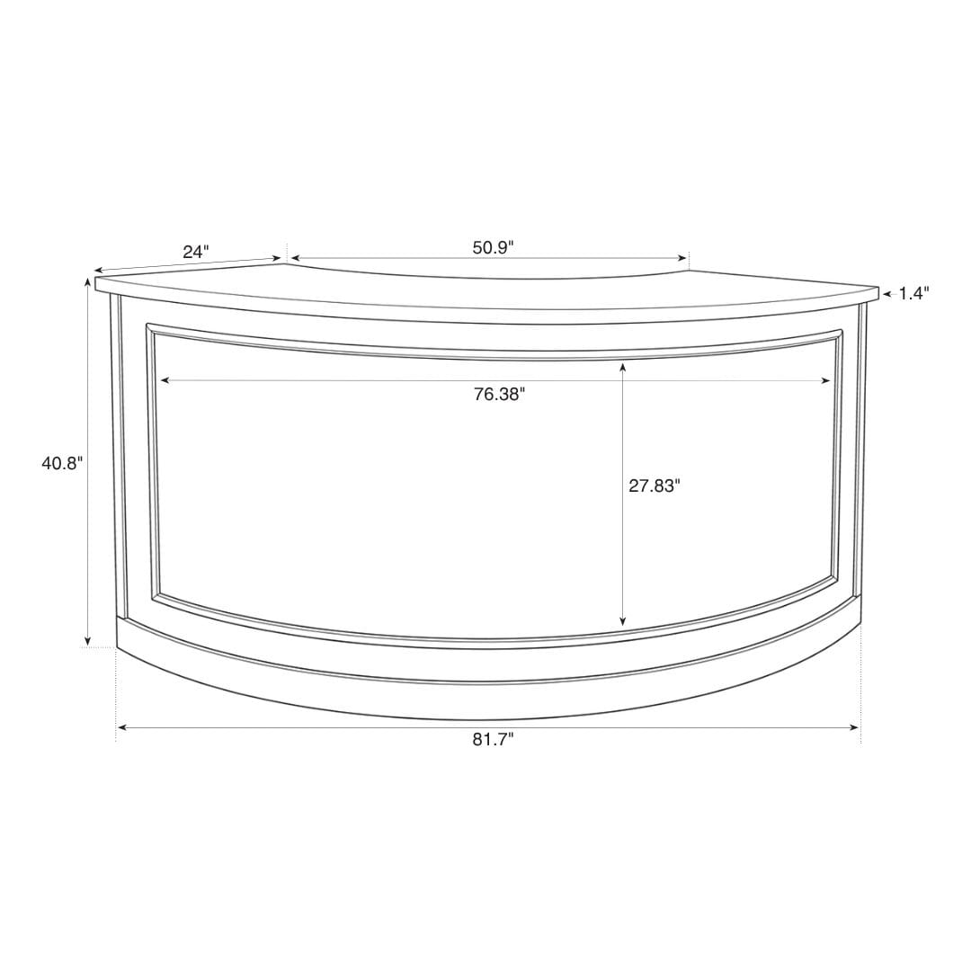 Grand Royale Bars 7' Black Single Panel Quarter Round Serpentine Bar with HPL Top BAR-SERP-84KT-BLK-AX-T
