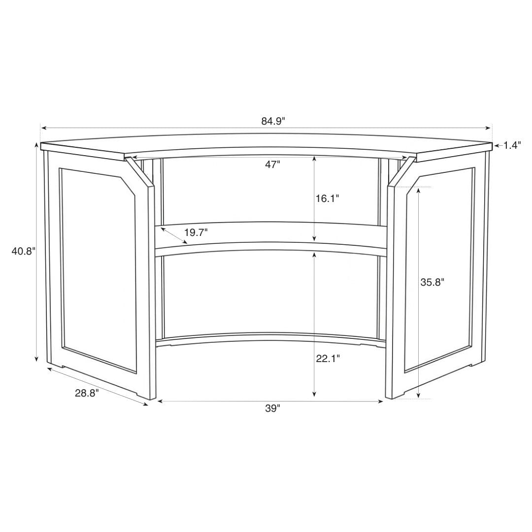 Grand Royale Bars 7' Sage Green Single Panel Quarter Round Serpentine Bar with HPL Top BAR-SERP-84KT-SG-AX-T