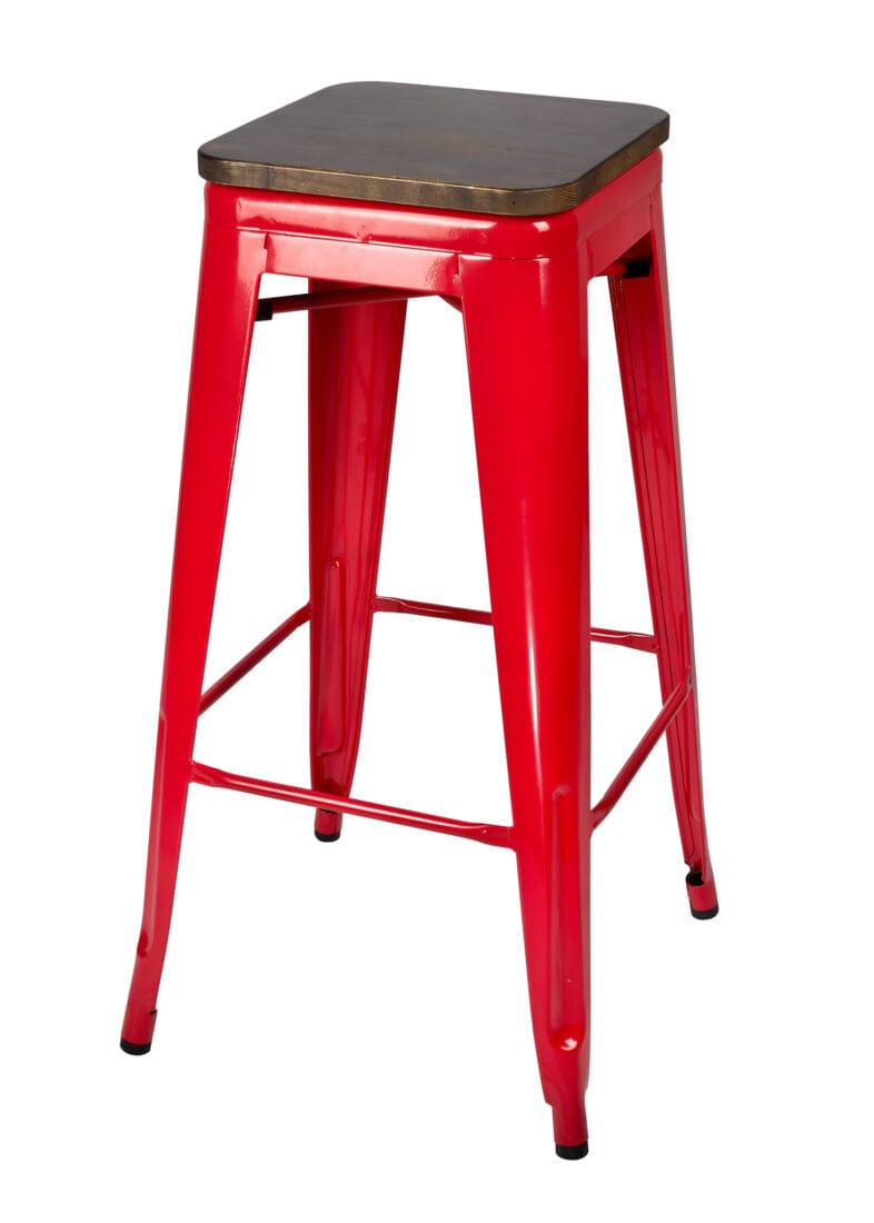 Chivari Red Hi Gloss Tolix Style Metal Stool BTMR-AX-T