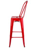 Chivari Red Hi Gloss Tolix Style Metal Barstool with Back BTBMR-AX-T