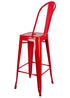 Chivari Scratch and Dent Red Hi Gloss Tolix Style Metal Barstool with Back BTBMR-AX-T-SD