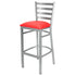 Chivari Ladder Back Bar Stool with Silver Frame and Red Vinyl Seat BLMSVR-ZF-KT